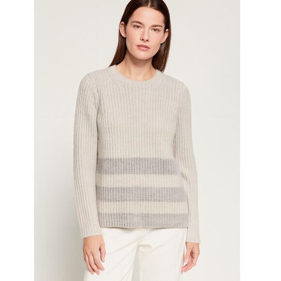 Vince Sweaters - Vince Wool Cashmere Striped Ribbed Sweater